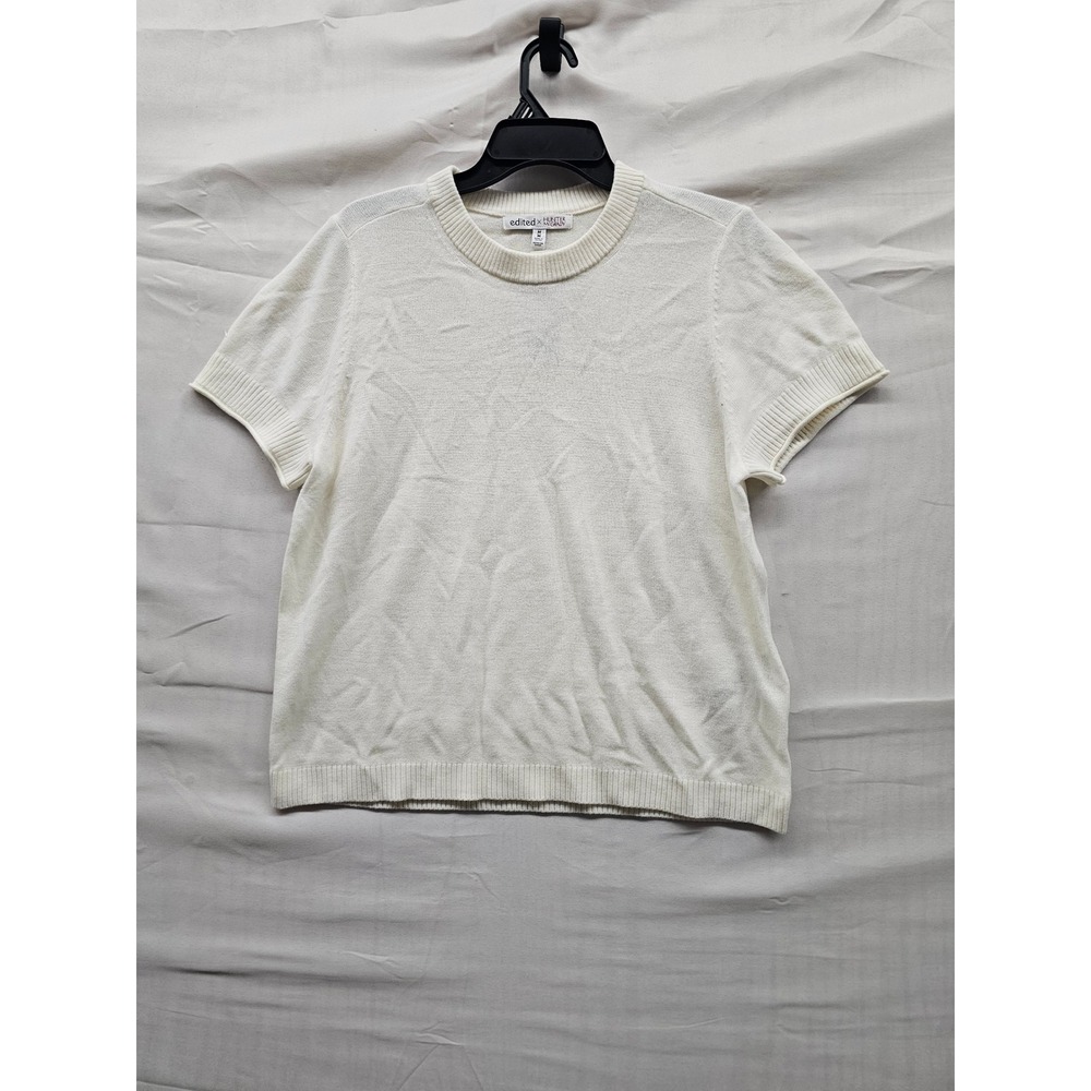 Hunter McGrady Womens Crewneck Pullover Sweater White Acrylic Casual Size Medium